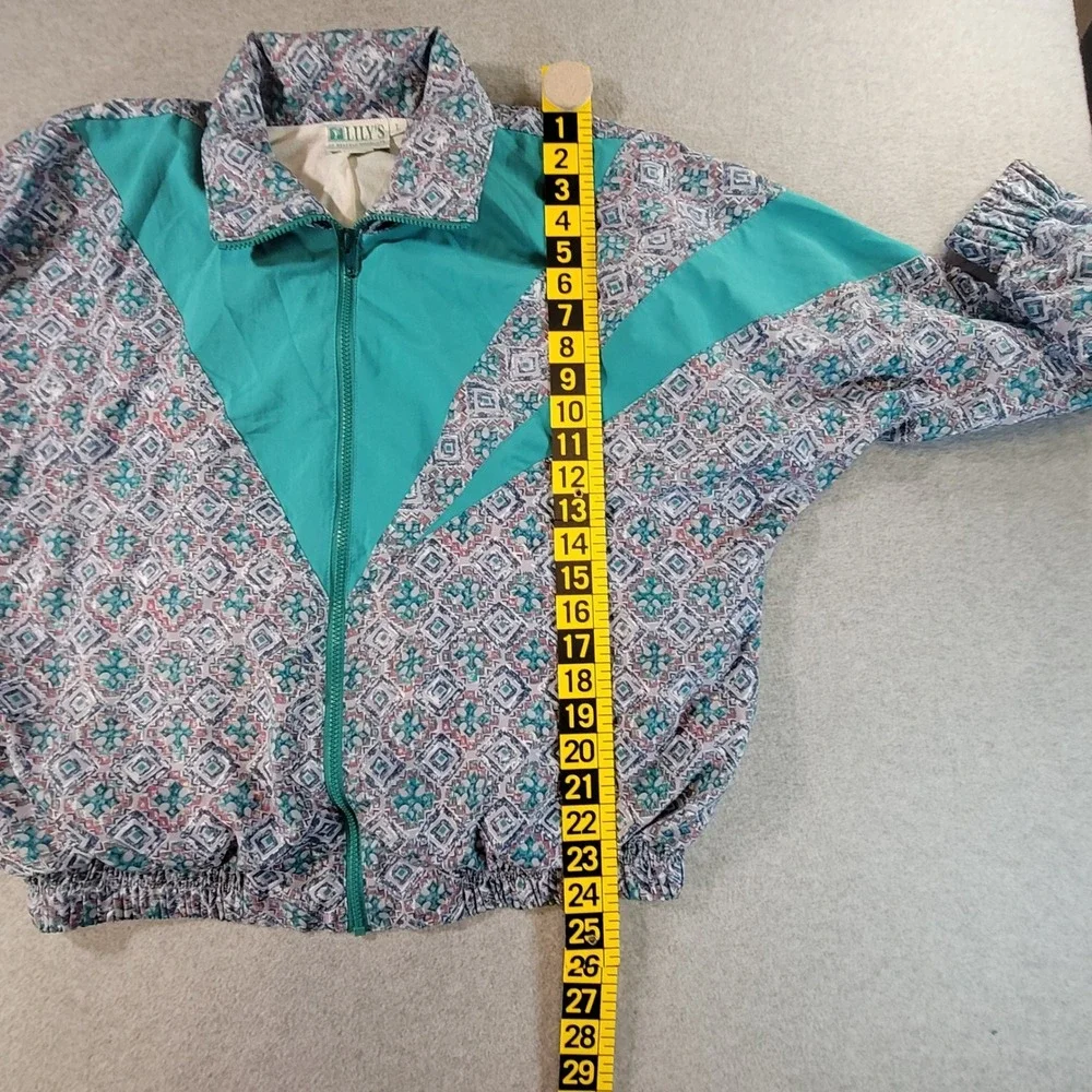 Vintage Lilys of Beverly Hills Tracksuit Teal Geometric Windbreaker Set Large